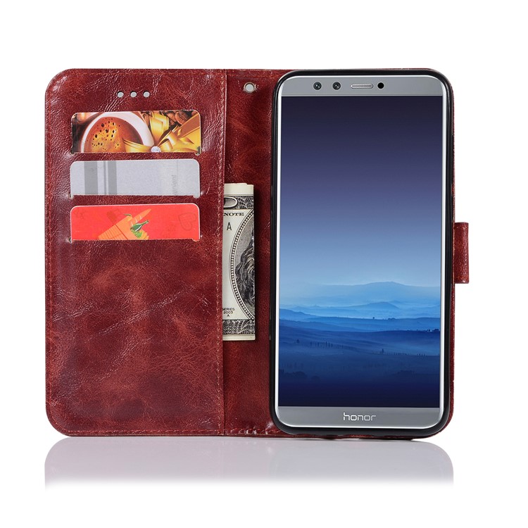 Premium Vintage Leather Wallet Phone Case for Huawei Honor 9 Lite / Honor 9 Youth Edition - Wine Red-7