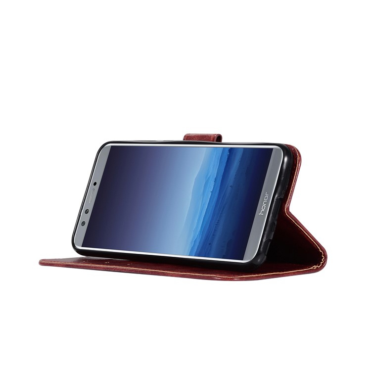 Premium Vintage Leather Wallet Phone Case for Huawei Honor 9 Lite / Honor 9 Youth Edition - Wine Red-9