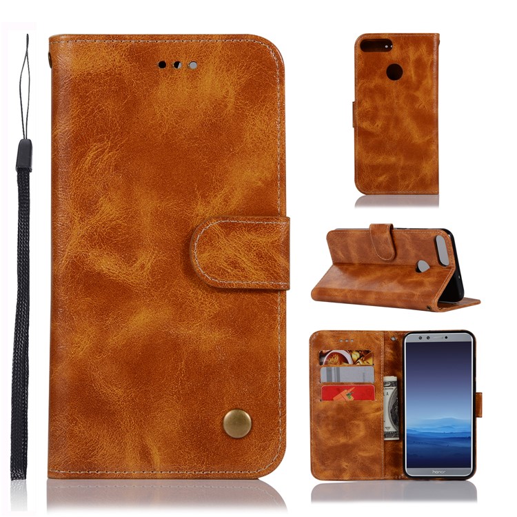 Premium Vintage Leather Stand Case with Card Slots for Huawei Honor 9 Lite / Honor 9 Youth Edition - Brown-1