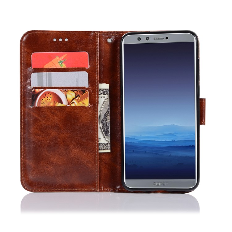 Premium Vintage Leder Standabdeckung Mit Kartensteckplätzen Für Huawei Honour 9 Lite / Ehre 9 Jugendausgabe - Kaffee-7