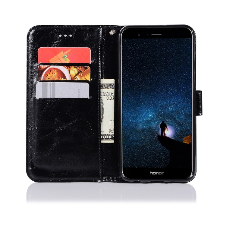 Premium Vintage Leather Wallet Case for Huawei Honor V10/View 10 - Black-4
