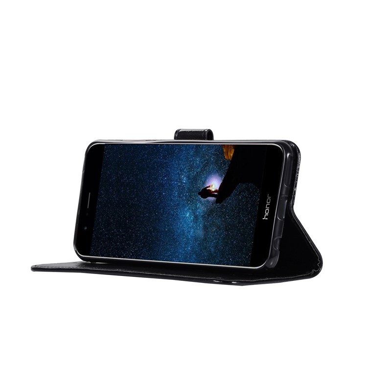Premium Vintage Leather Wallet Case for Huawei Honor V10/View 10 - Black-5