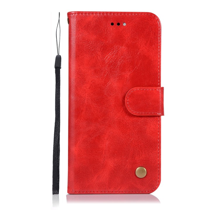 Premium Vintage Leather Wallet Stand Shell for Huawei Honor V10/View 10 - Red-2