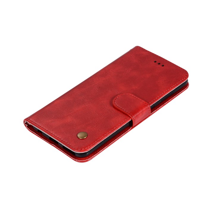 Premium Vintage Leather Wallet Stand Shell for Huawei Honor V10/View 10 - Red-7