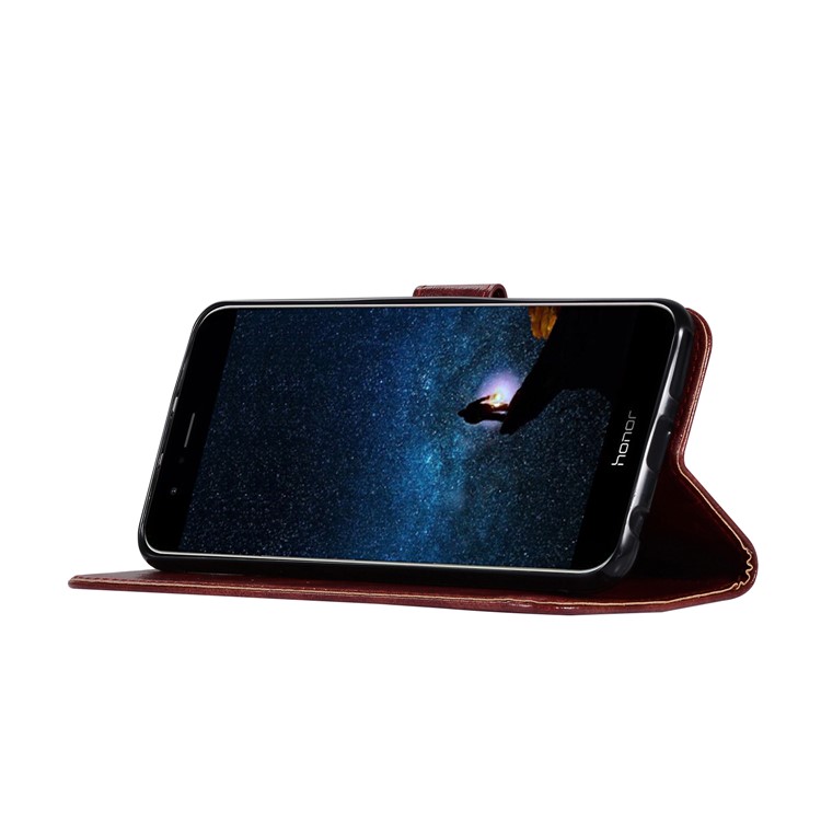 Premium Vintage Leather Wallet Phone Casing for Huawei Honor V10/View 10 - Wine Red-5