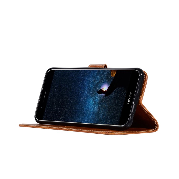 Premium Vintage Leather Stand Mobile Cover for Huawei Honor V10/View 10 - Brown-5