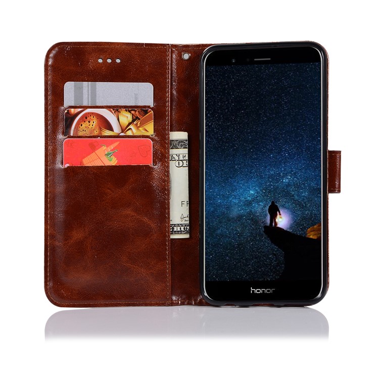 Premium Vintage Leather Wallet Protective Case for Huawei Honor V10/View 10 - Coffee-4