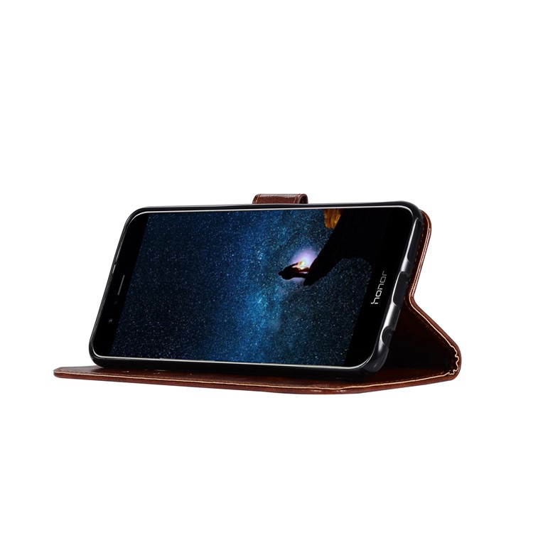 Premium Vintage Leather Wallet Protective Case for Huawei Honor V10/View 10 - Coffee-5