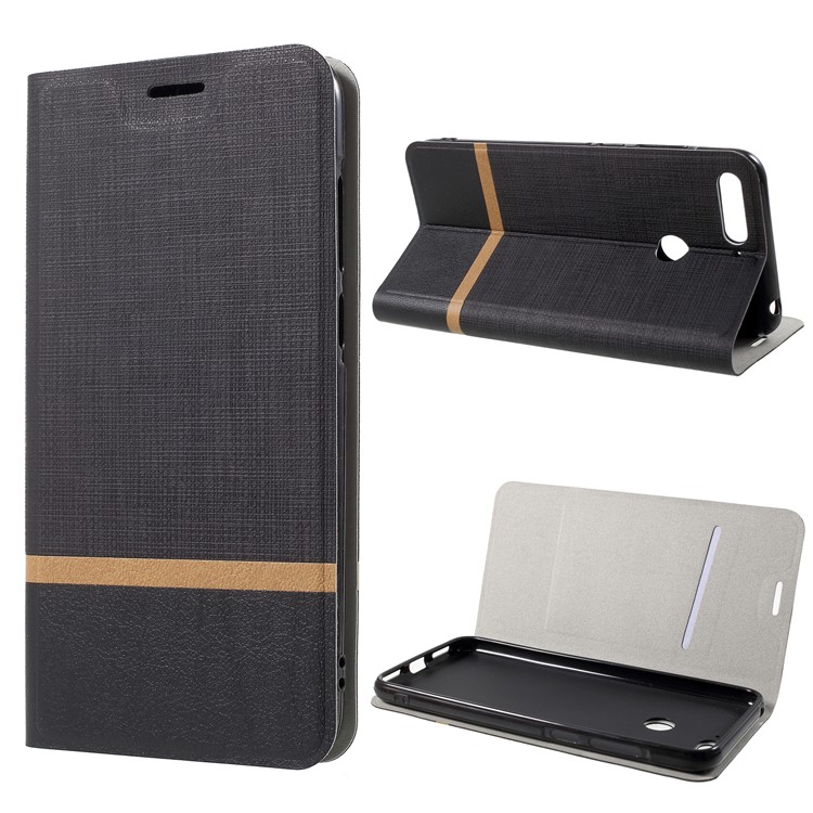 Cross Texture PU Leather Phone Shell for Huawei Enjoy 8e / Honor 7A Pro / Honor 7A (with Fingerprint Sensor) - Black-1