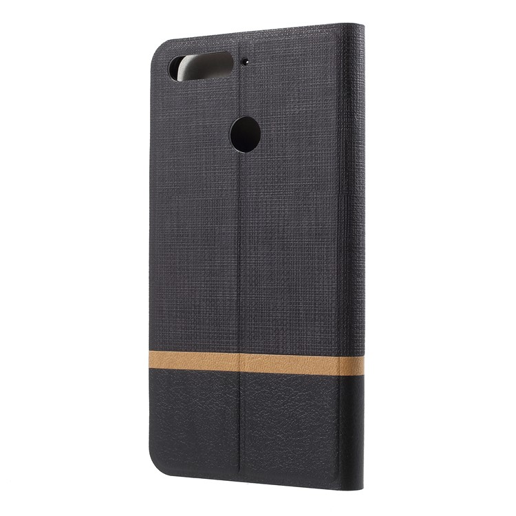 Cross Texture PU Leather Phone Shell for Huawei Enjoy 8e / Honor 7A Pro / Honor 7A (with Fingerprint Sensor) - Black-3