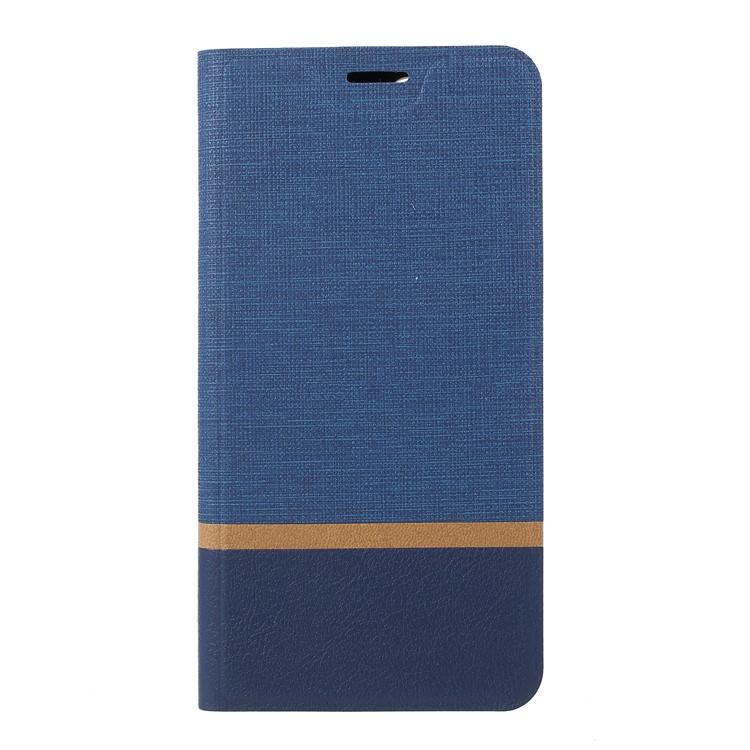 Cross Texture Card Slot Leather Stand Mobile Cover for Huawei Enjoy 8e / Honor 7A Pro / Honor 7A (with Fingerprint Sensor) - Blue-1