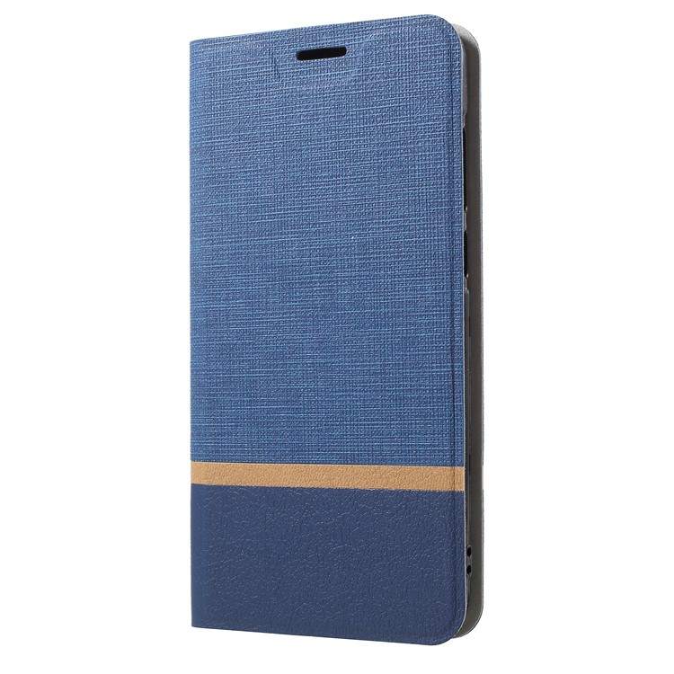 Cross Texture Card Slot Leather Stand Mobile Cover for Huawei Enjoy 8e / Honor 7A Pro / Honor 7A (with Fingerprint Sensor) - Blue-2
