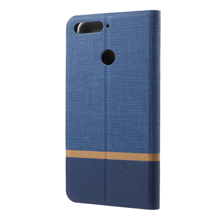 Cross Texture Card Slot Leather Stand Mobile Cover for Huawei Enjoy 8e / Honor 7A Pro / Honor 7A (with Fingerprint Sensor) - Blue-3