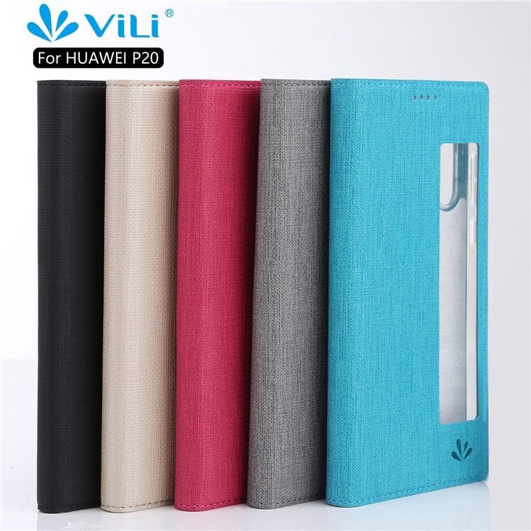 VILI DMX Folding Stand View Window Leather Phone Case for Huawei P20 - Black-5