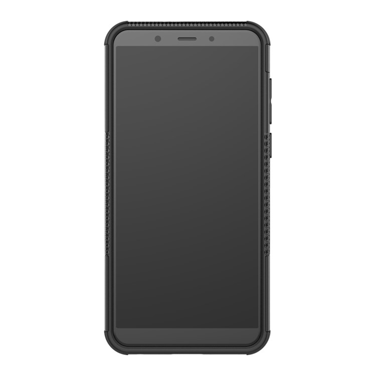 PC Antiscivolo + Custodia Ibrida In Silicone Con Cavalletti Per Huawei P Smart / Goditi 7s. - Nero