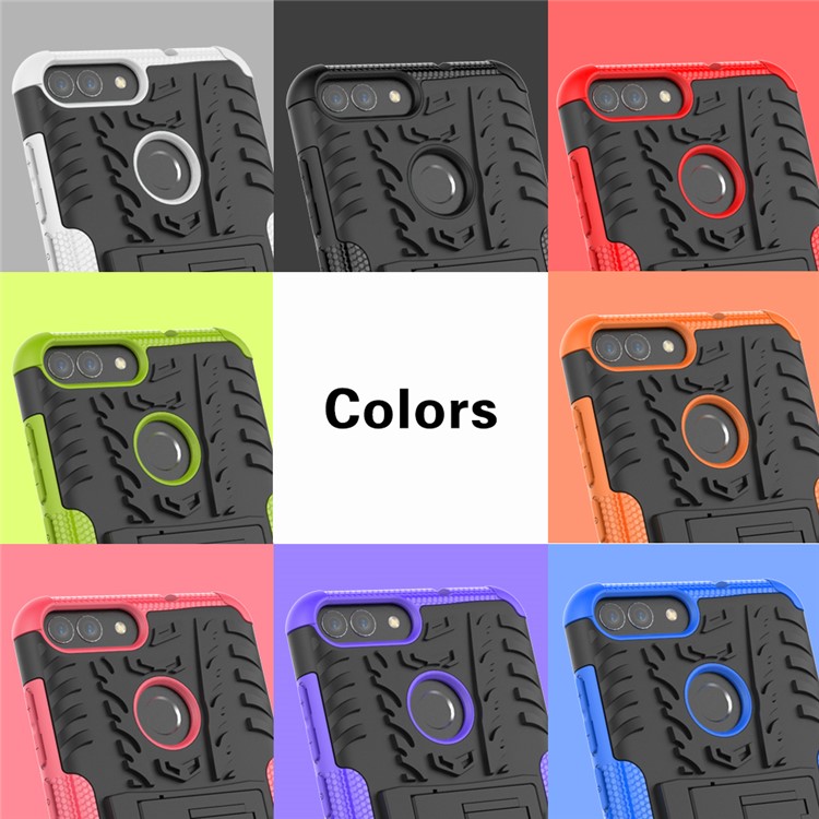 Anti-slip PC + Silicone Hybrid Cover with Kickstand for Huawei P Smart / Enjoy 7S - White-3