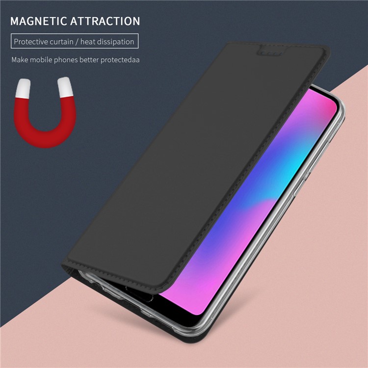 Card Holder Auto-absorbed Leather Cell Phone Case with Stand for Huawei Honor 10 - Black-4
