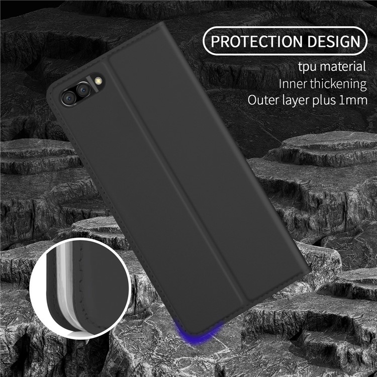 Card Holder Auto-absorbed Leather Cell Phone Case with Stand for Huawei Honor 10 - Black-6