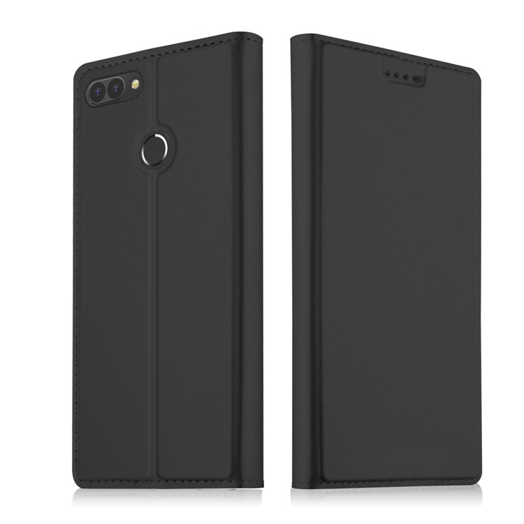 Card Holder Auto-absorbed Leather Cell Phone Case with Stand for Huawei Honor 10 Lite - Black-1