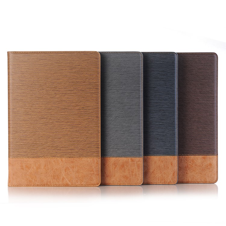 Bi-color Stripe Leather Wallet Stand Case for Huawei MediaPad M5 10/10 (Pro) - Grey-11