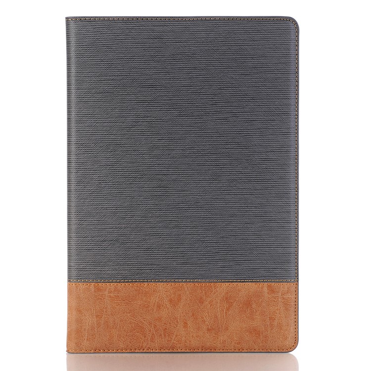 Bi-color Stripe Leather Wallet Stand Case for Huawei MediaPad M5 10/10 (Pro) - Grey-3
