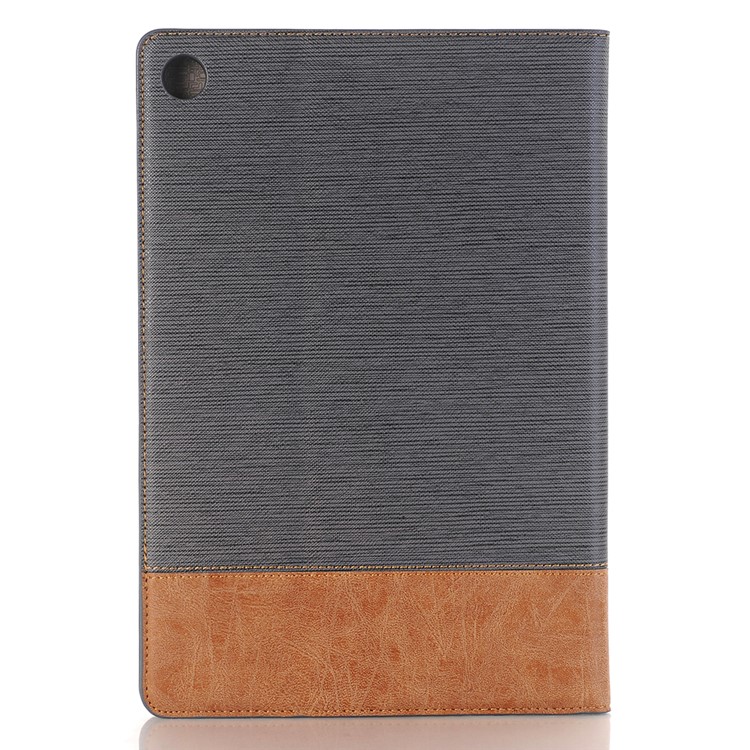 Bi-color Stripe Leather Wallet Stand Case for Huawei MediaPad M5 10/10 (Pro) - Grey-4