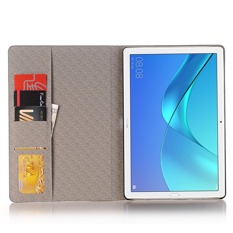 Bi-color Stripe Leather Wallet Stand Case for Huawei MediaPad M5 10/10 (Pro) - Grey-5