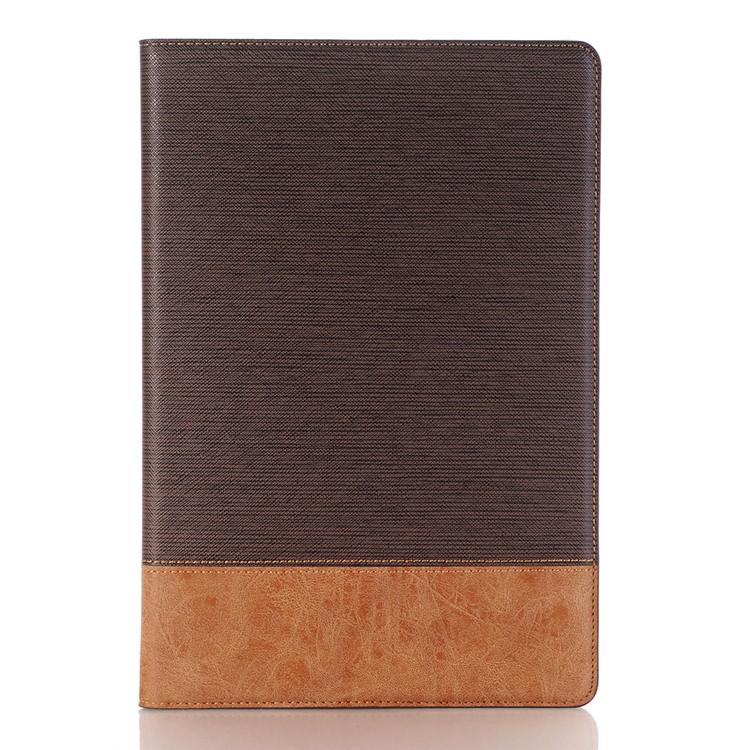 Bi-Color Streifen Leder Brieftasche Stand Handyhülle Für Huawei Mediapad M5 10/10 (pro) - Kaffee-1