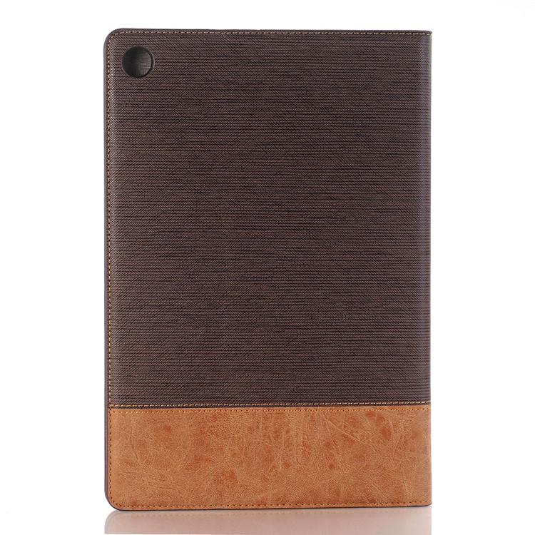 Bi-Color Streifen Leder Brieftasche Stand Handyhülle Für Huawei Mediapad M5 10/10 (pro) - Kaffee-2