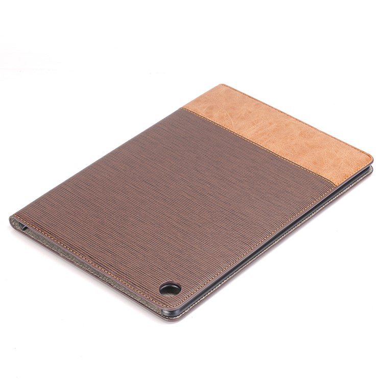 Bi-Color Streifen Leder Brieftasche Stand Handyhülle Für Huawei Mediapad M5 10/10 (pro) - Kaffee-9