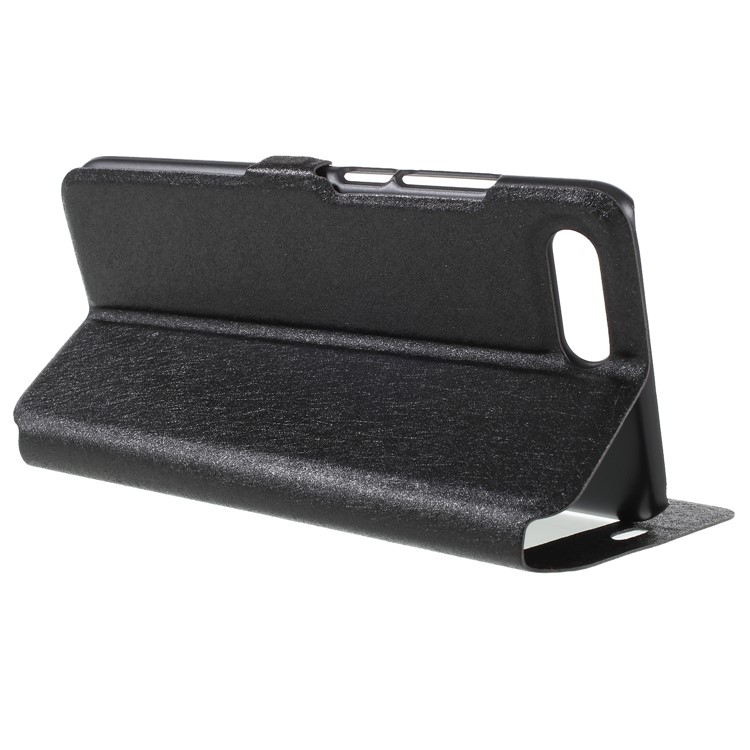 Silk Texture Dual Window PU Leather Phone Case for Huawei Honor 10 - Black-5