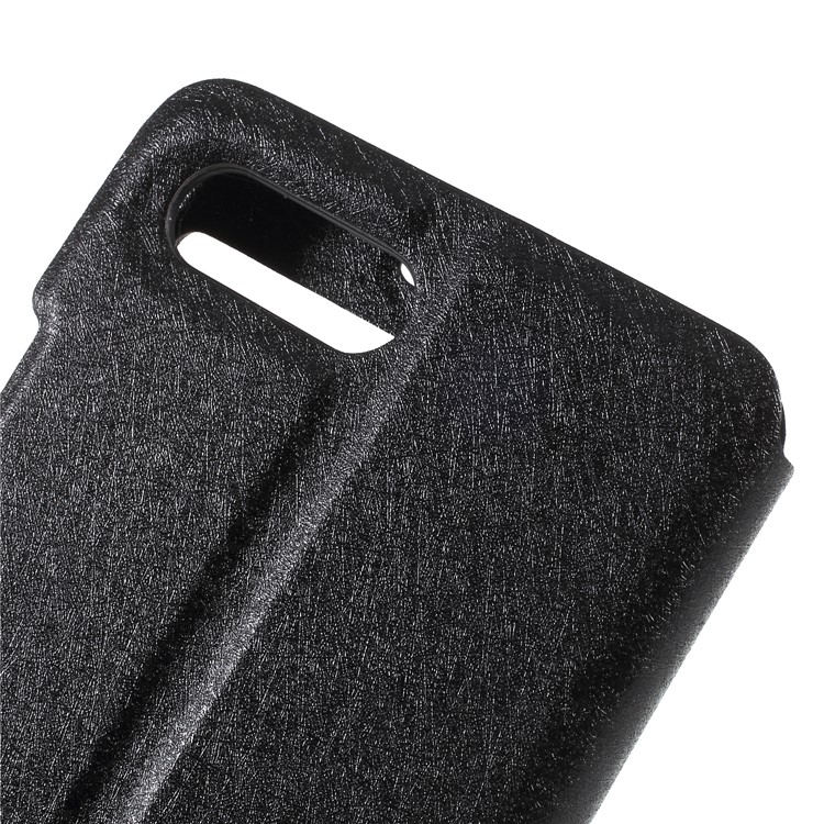 Silk Texture Dual Window PU Leather Phone Case for Huawei Honor 10 - Black-8