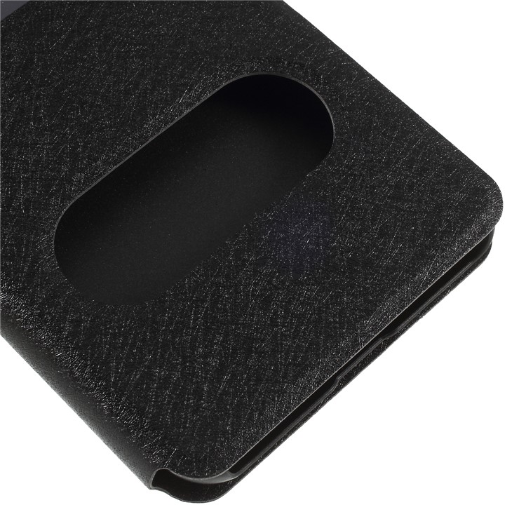 Silk Texture Dual Window Leather Flip Stand Mobile Phone Shell for Huawei Y6 (2018)/Honor 7A (without Fingerprint Sensor) - Black-7