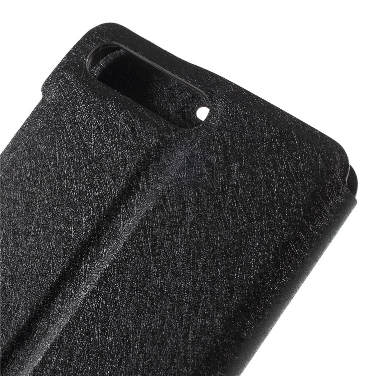 Silk Texture Dual Window Leather Flip Stand Mobile Phone Shell for Huawei Y6 (2018)/Honor 7A (without Fingerprint Sensor) - Black-8
