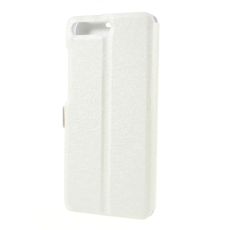 Silk Texture Dual Window Leather Flip Stand Mobile Phone Case for Huawei Y6 (2018)/Honor 7A (without Fingerprint Sensor) - White-2