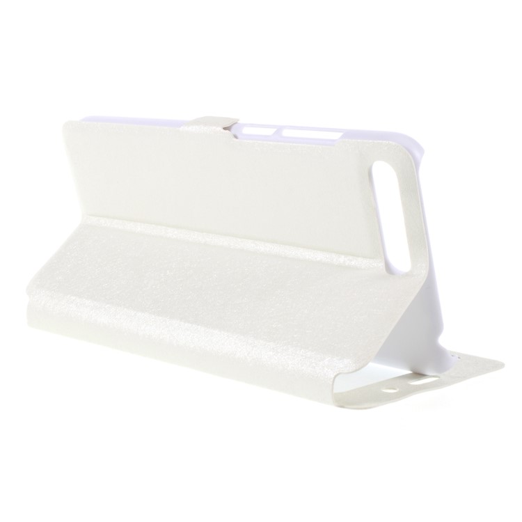 Silk Texture Dual Window Leather Flip Stand Mobile Phone Case for Huawei Y6 (2018)/Honor 7A (without Fingerprint Sensor) - White-5