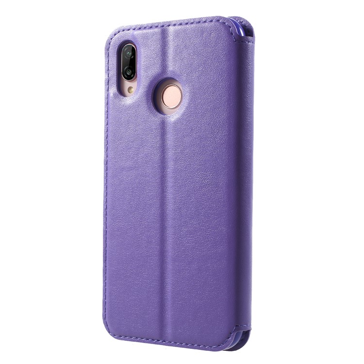 ROAR Window View Leather Stand Cover with Card Slot for Huawei P20 Lite / Nova 3e - Purple-2