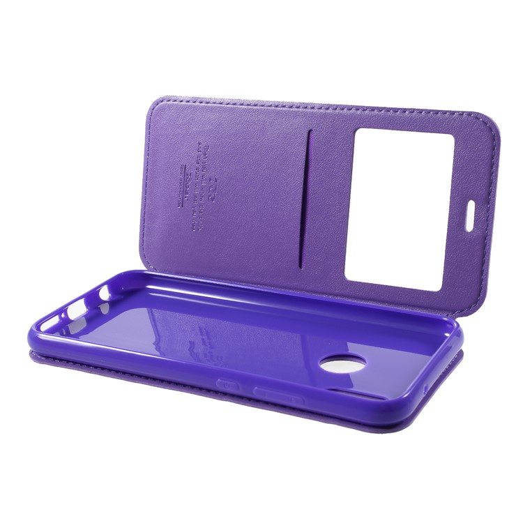 ROAR Window View Leather Stand Cover with Card Slot for Huawei P20 Lite / Nova 3e - Purple-6