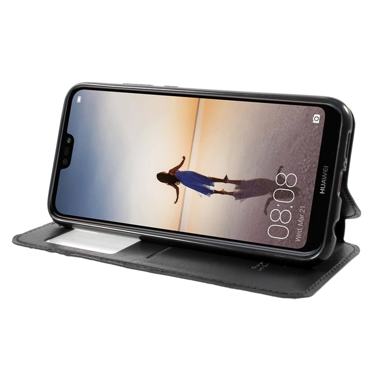ROAR KOREA Window View Cell Phone Leather Card Holder Case for Huawei P20 Lite / Nova 3e - Black-4