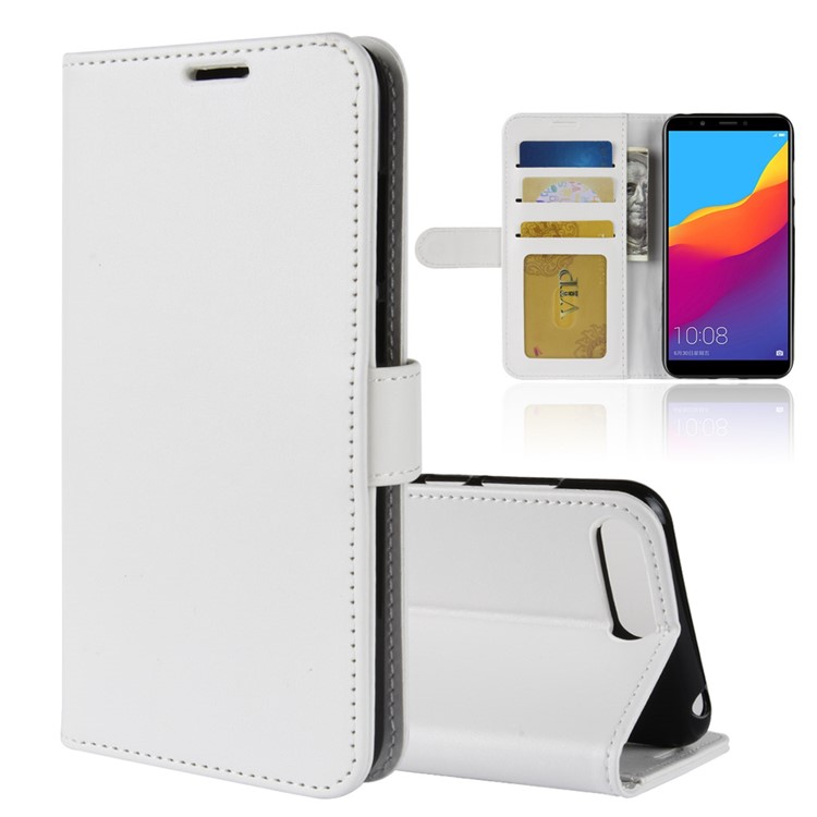 Crazy Horse Wallet Leather Stand Cover for Huawei Y6 (2018)/Honor 7A (without Fingerprint Sensor) - White-1