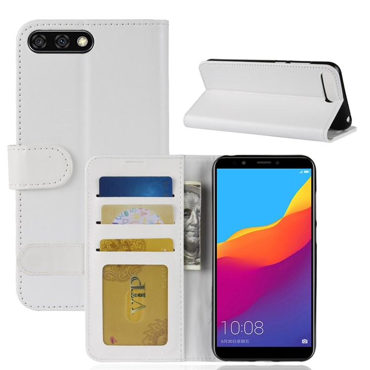 Crazy Horse Wallet Leather Stand Cover for Huawei Y6 (2018)/Honor 7A (without Fingerprint Sensor) - White-2