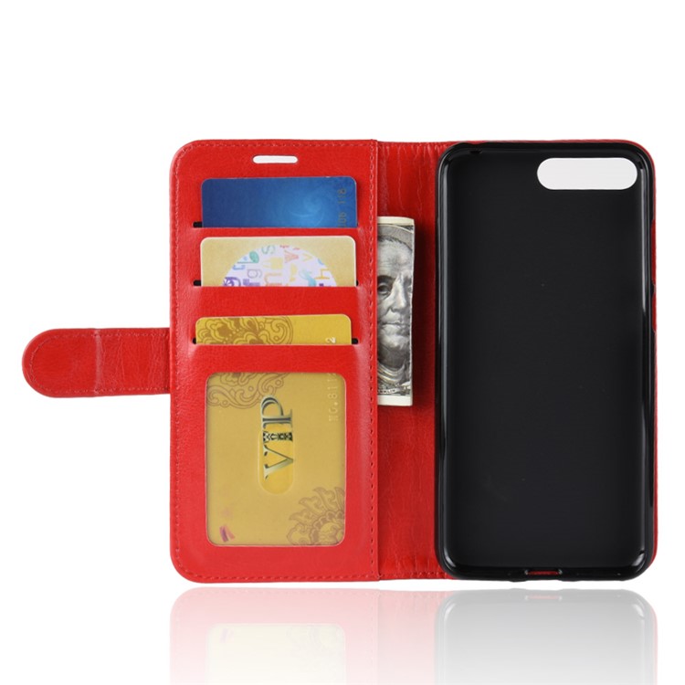 Crazy Horse Wallet Leather Shell Case for Huawei Y6 (2018)/Honor 7A (without Fingerprint Sensor) - Red-5