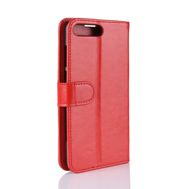 Crazy Horse Wallet Leather Shell Case for Huawei Y6 (2018)/Honor 7A (without Fingerprint Sensor) - Red-8