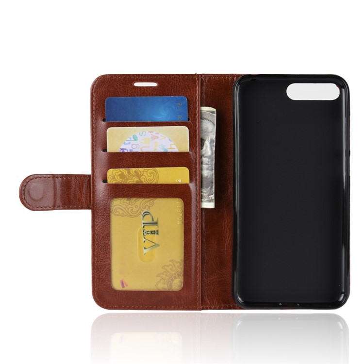 Crazy Horse Cell Phone Leather Stand Case for Huawei Y6 (2018)/Honor 7A (without Fingerprint Sensor) - Brown-3