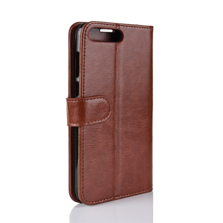 Crazy Horse Cell Phone Leather Stand Case for Huawei Y6 (2018)/Honor 7A (without Fingerprint Sensor) - Brown-6