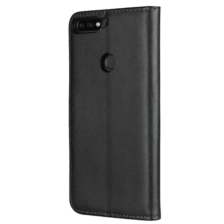 Genuine Leather Wallet Stand Phone Case for Huawei Honor 7C / Enjoy 8 - Black-3