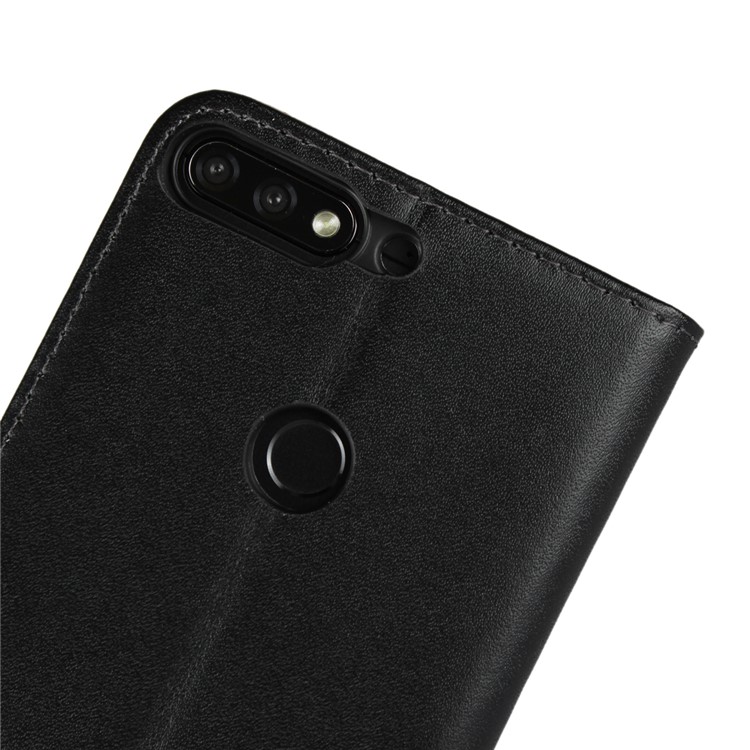 Genuine Leather Wallet Stand Phone Case for Huawei Honor 7C / Enjoy 8 - Black-9