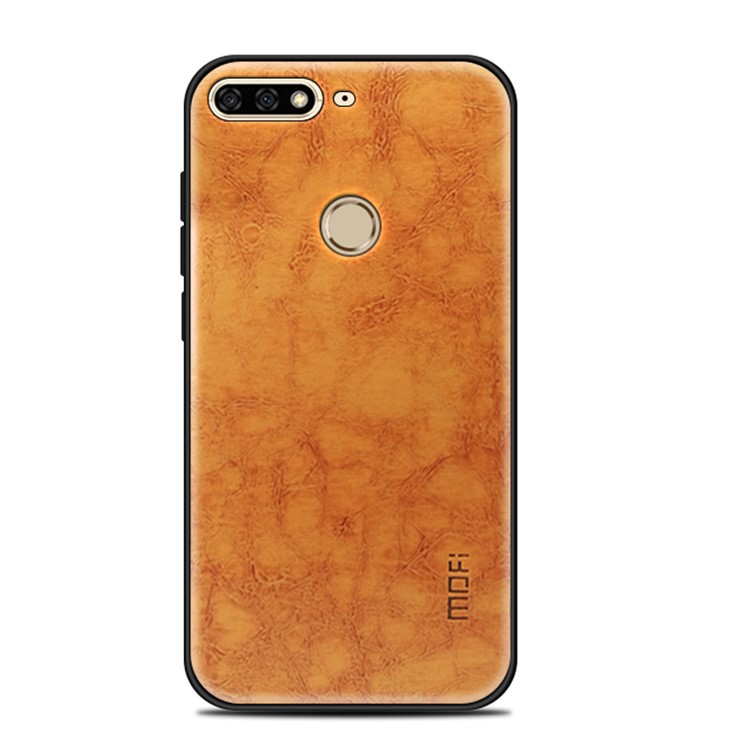 MOFI PU Leather Coated PC + TPU Hybrid Shell for Huawei Honor 7C / Enjoy 8 - Brown-1