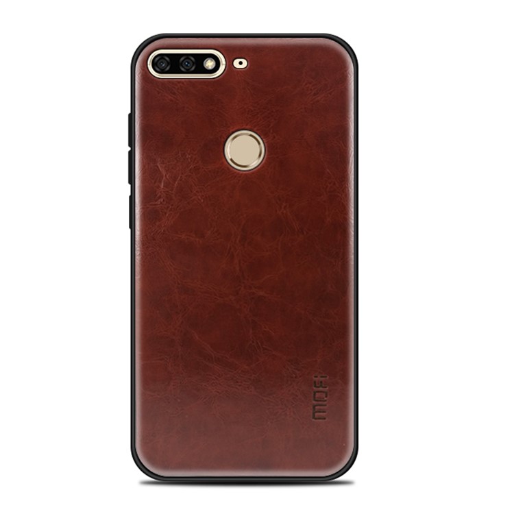 MOFI PU Leather Coated PC + TPU Combo Mobile Case for Huawei Honor 7C / Enjoy 8 - Coffee-1