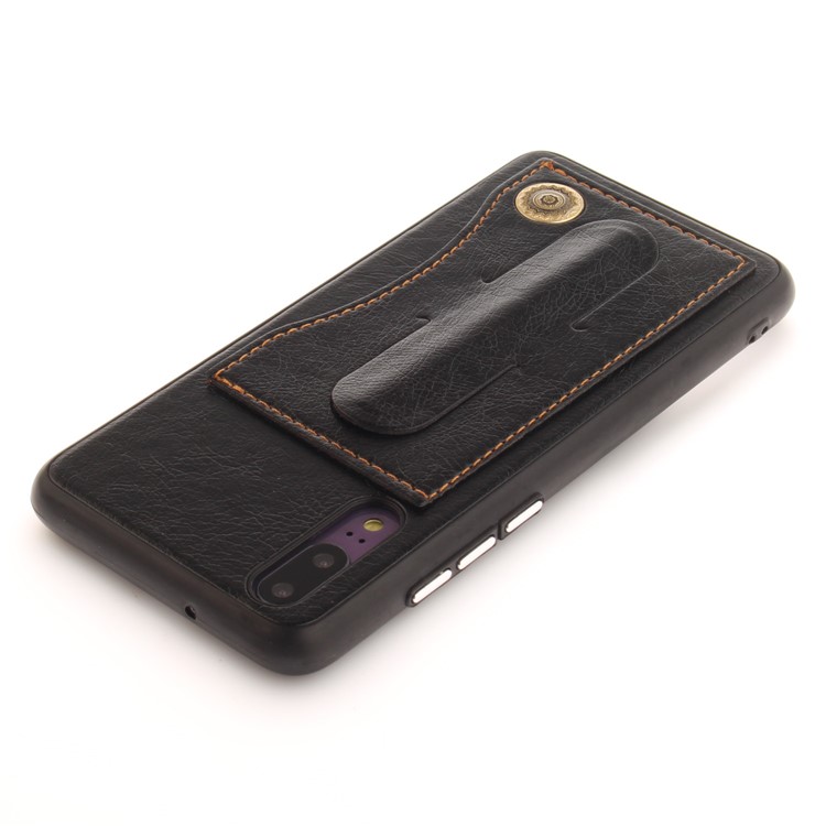 Card Holder PU Leather Coated TPU Case with Kickstand for Huawei P20 - Black-6